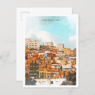 Canary Islands Spain Beautiful Oil Paint Landscape Postcard