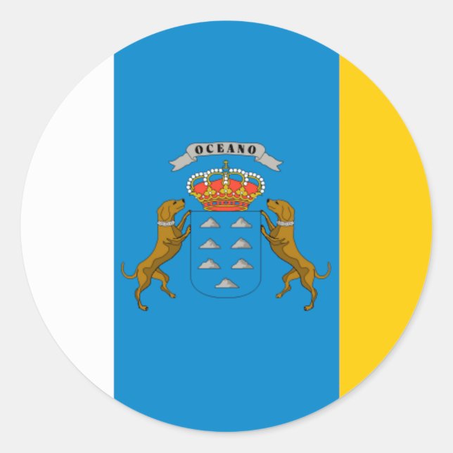 Canary Islands (Spain) Flag Classic Round Sticker (Front)