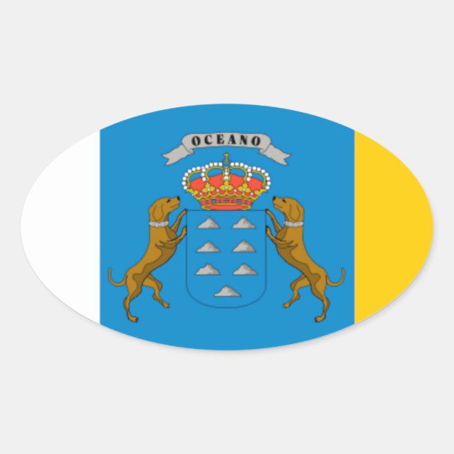 Canary Islands (Spain) Flag Oval Sticker (Front)