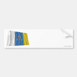 Canary Islands Waving Flag Bumper Sticker