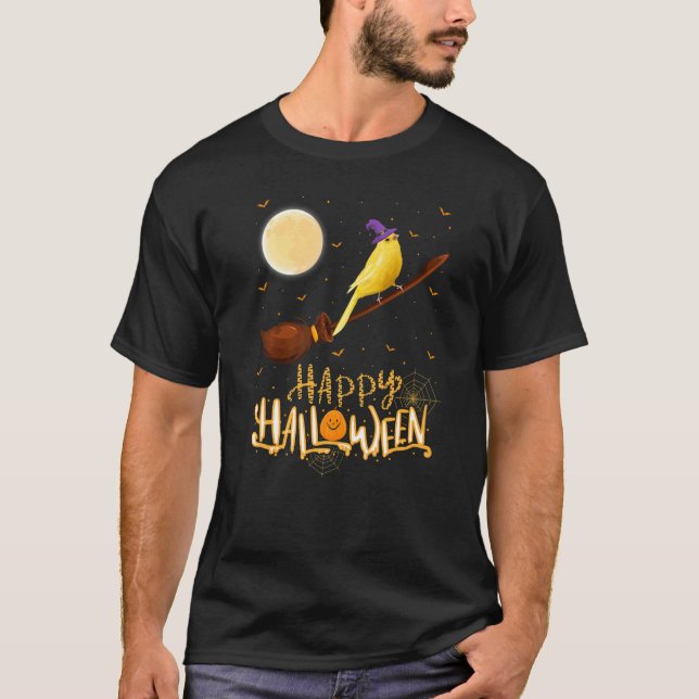 Canary Ride Witch Shotgun Canary Bird Halloween T-Shirt (Front)