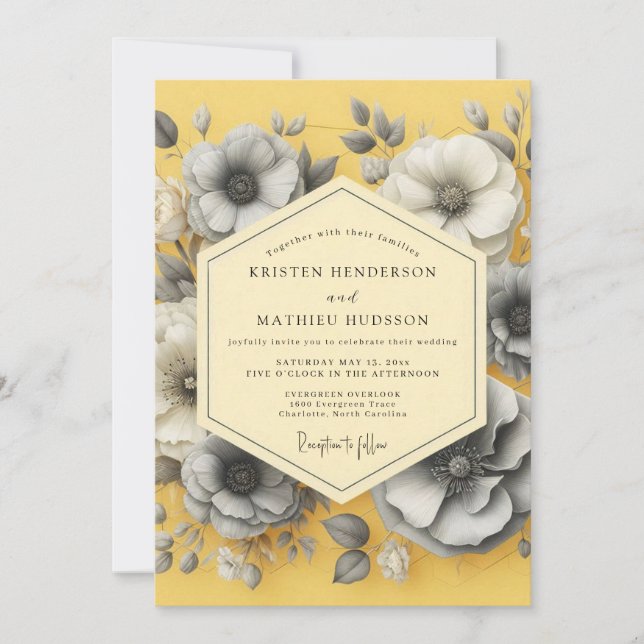 Canary Somber Anemone Wedding Invitation (Front)