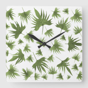 Canary Vine Leaves Square Wall Clock