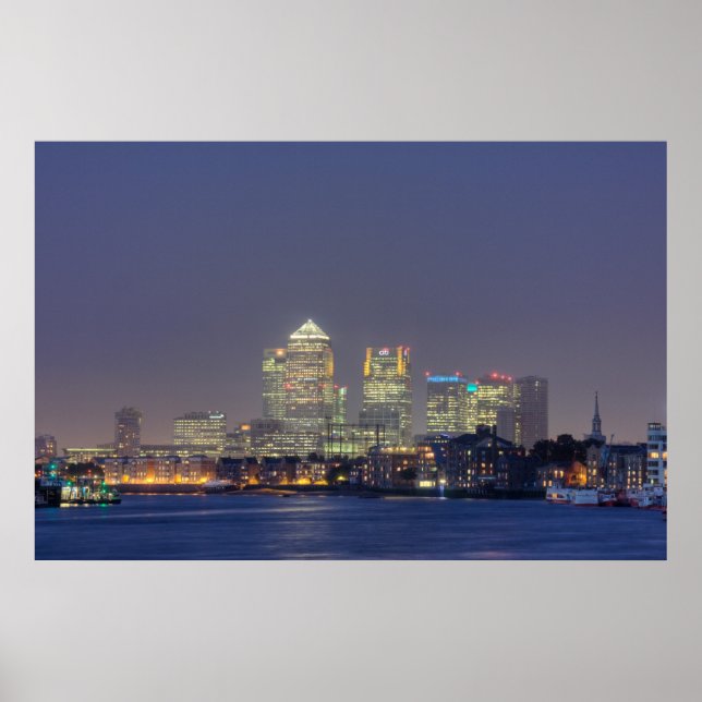 Canary Wharf at night Poster (Front)