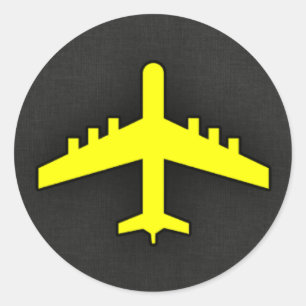 Canary Yellow Aeroplane Classic Round Sticker