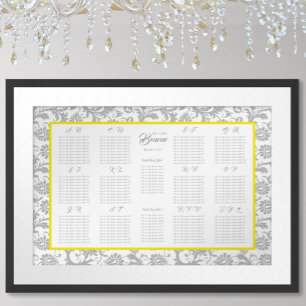 Canary Yellow and Grey Seating Chart Alphabetical