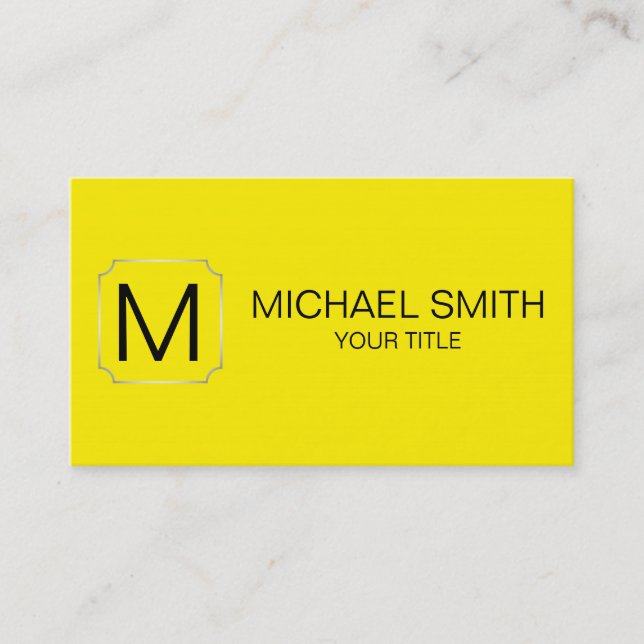 Canary yellow colour background business card (Front)
