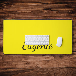 Canary Yellow Elegant Name   Trendy Minimalist Desk Mat