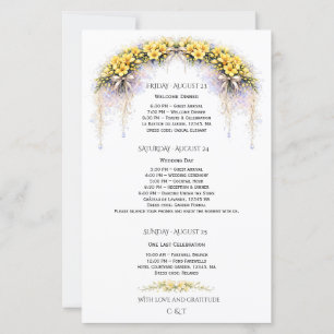 Canary Yellow Freesia Wedding Weekend Program