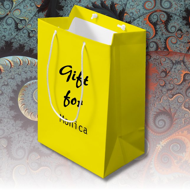 Canary Yellow Personalised Elegant Stylish Name Medium Gift Bag (Creator Uploaded)