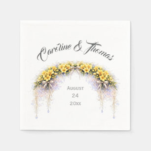 Canary Yellow Romantic Freesia  Floral Wedding Napkin