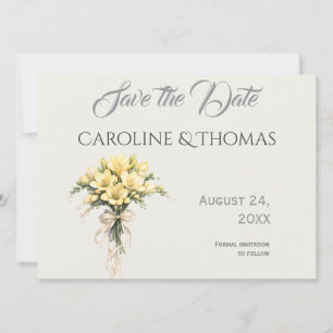 Canary Yellow Romantic Freesia Floral Wedding Save The Date