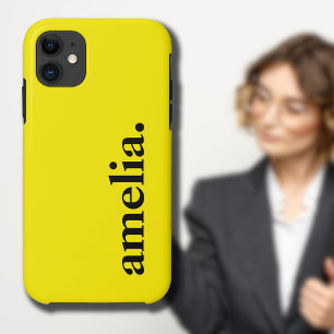 Canary Yellow Solid Colour Elegant Name  Case-Mate iPhone Case