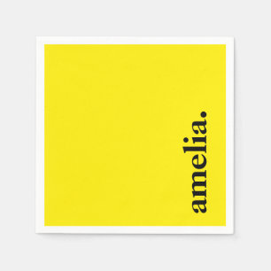 Canary Yellow Solid Colour Elegant Name  Napkin