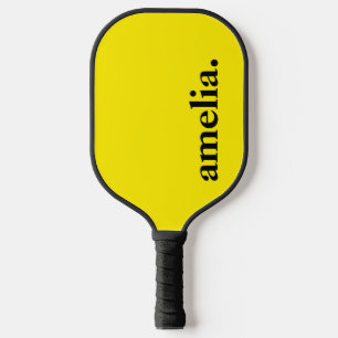Canary Yellow Solid Colour Elegant Name Pickleball Paddle