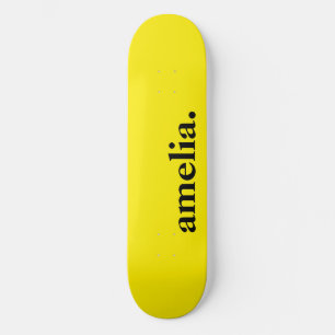 Canary Yellow Solid Colour Elegant Name Skateboard