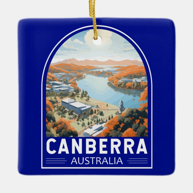 Canberra Australia Travel Art Vintage Ceramic Ornament (Front)
