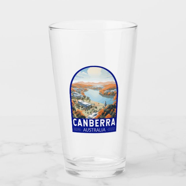 Canberra Australia Travel Art Vintage Glass (Front)