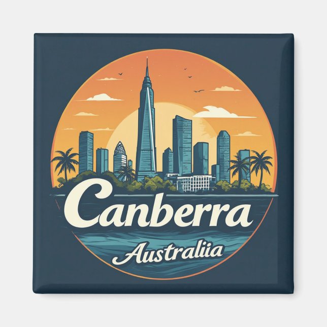 Canberra Skyline Sunset Australia 🌅 Magnet (Front)