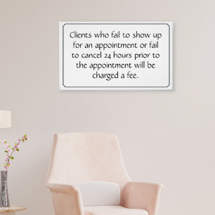 Cancellation policy poster for salon or spa