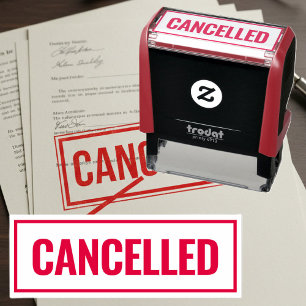 Cancelled modern red border custom office self-inking stamp