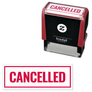 Cancelled modern red border custom office self-inking stamp