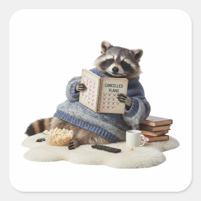 Cancelled Plans Racoon Sticker (Front)