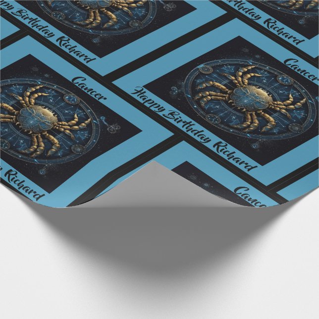 Cancer Add Name Birthday Horoscope Gift Wrapping Paper (Corner)