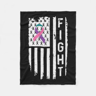 Cancer American Flag Awareness  Fleece Blanket