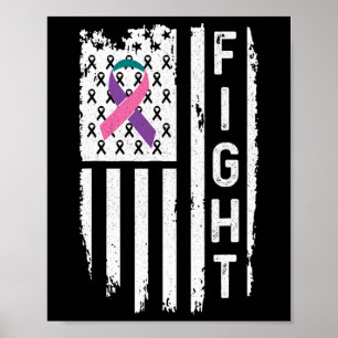 Cancer American Flag Awareness Poster