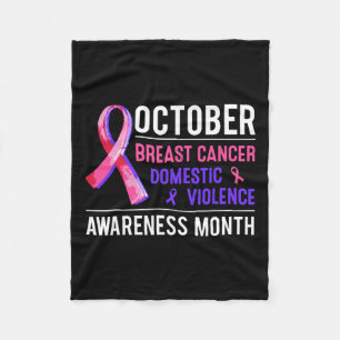 Cancer And Domestic Violence Awareness Month Famil Fleece Blanket