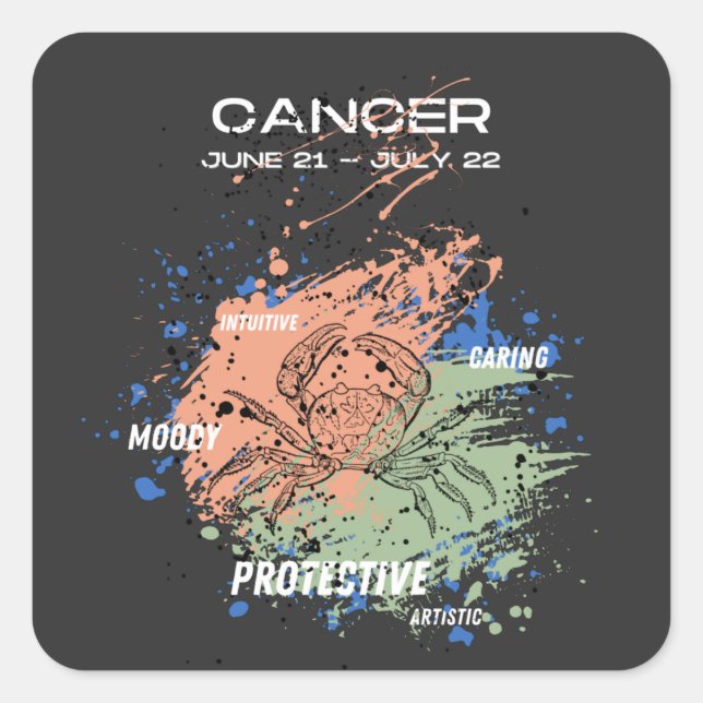 Cancer astrology sign  square sticker (Front)