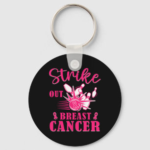 Cancer Awareness - Bowling Strike Out Pink Ribbon Key Ring
