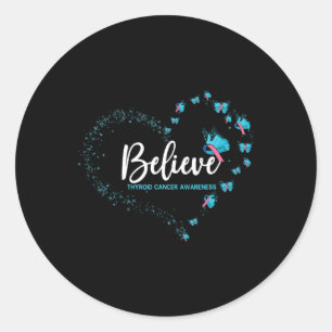 Cancer Awareness Butterfly Believe Classic Round Sticker