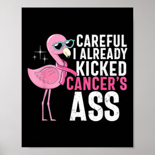Cancer Awareness Careful I Already Kicked Cancers  Poster