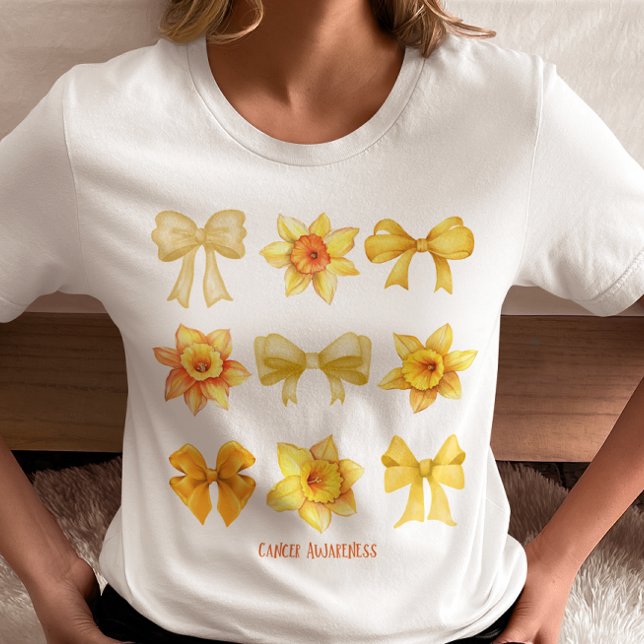Cancer Awareness Coquette Daffodil Support Gift T-Shirt (Creator Uploaded)