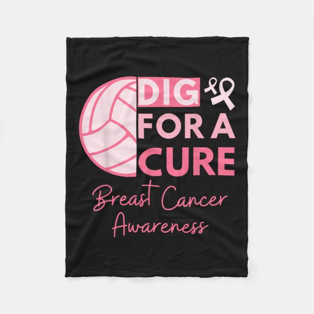Cancer Awareness Dig For A Cure Volleyball Pink Ou Fleece Blanket (Front)