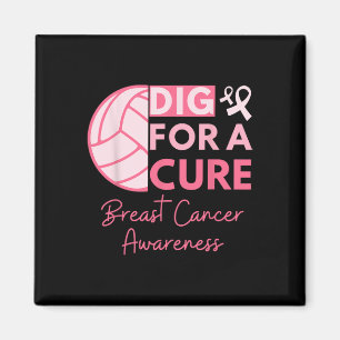 Cancer Awareness Dig For A Cure Volleyball Pink Ou Magnet