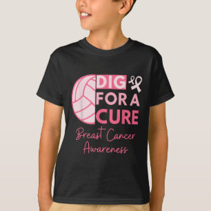 Cancer Awareness Dig For A Cure Volleyball Pink Ou T-Shirt