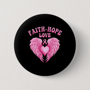 Cancer Awareness Faith-hope Ribbon Fight Heart Win 6 Cm Round Badge