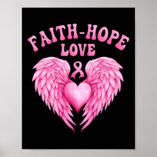 Cancer Awareness Faith-hope Ribbon Fight Heart Win Poster