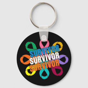 Cancer Awareness Flower Ribbon -  Cancer Survivor Key Ring
