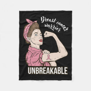 Cancer Awareness For Her Warrior Unbreakable Suppo Fleece Blanket