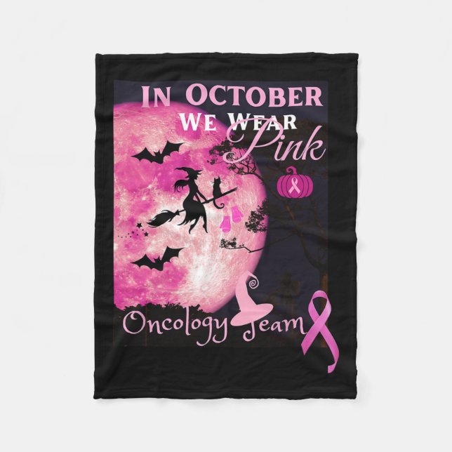 Cancer Awareness. In October We Wear Pink. Hallowe Fleece Blanket (Front)