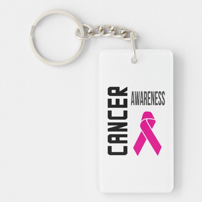 Cancer Awareness Key-chain (white) Key Ring (Front)