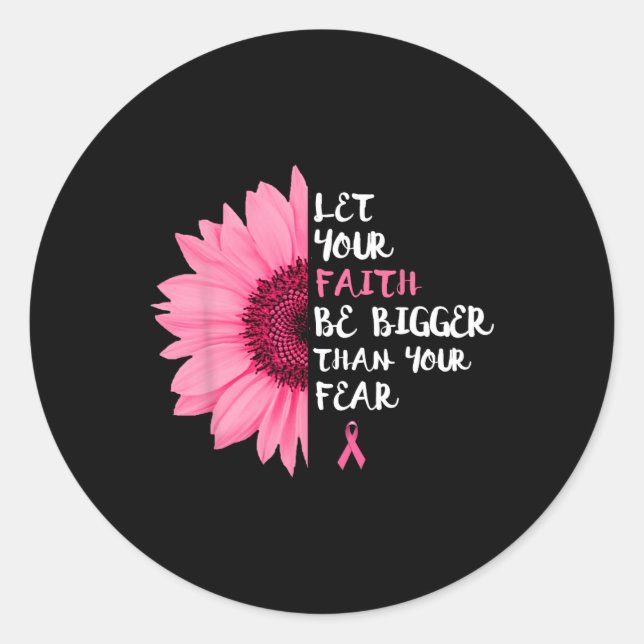 Cancer Awareness Month Flower Pink Ribbon Women  Classic Round Sticker (Front)