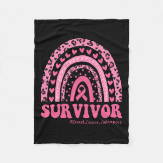 Cancer Awareness Pink Rainbow Breast Cancer Surviv Fleece Blanket