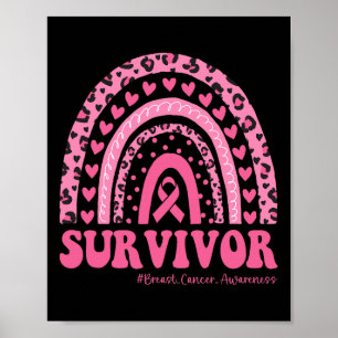 Cancer Awareness Pink Rainbow Breast Cancer Surviv Poster