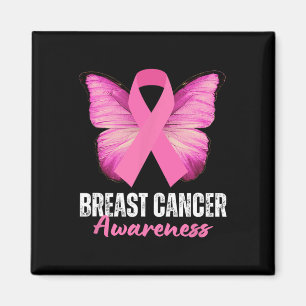 Cancer Awareness Pink Ribbon Butterfly Magnet