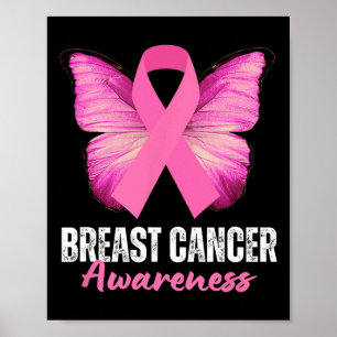 Cancer Awareness Pink Ribbon Butterfly Poster